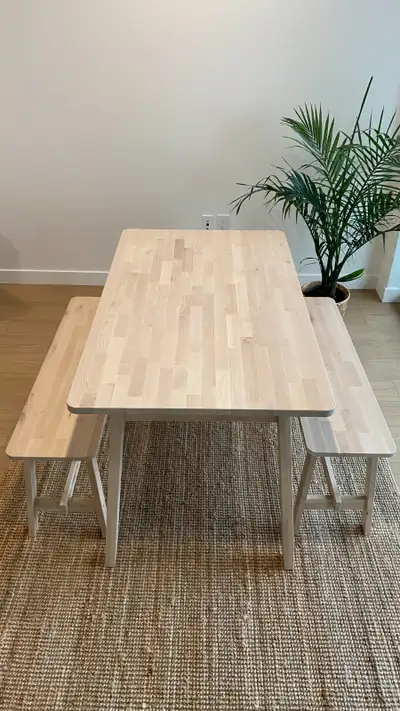 IKEA NORAKKER Table and NORAKKER Benches (2x) (LIKE NEW!), View more