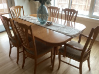 Solid Oak Table and 8 Chairs
