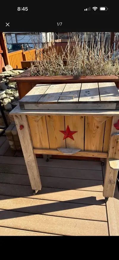 RUSTIC WOOD HANDCRAFTED COOLER, View more