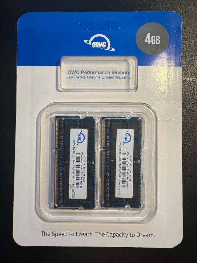OWC 4.0GB (2X 2GB) 1333MHz 204-Pin DDR3 SO-DIMM PC3-10600 CL9 in System Components in Calgary