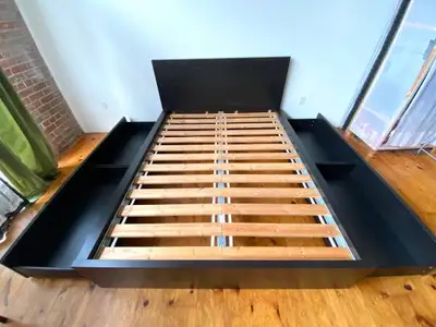ikea malm DOUBLE bed frame with 4 storage boxes , View more