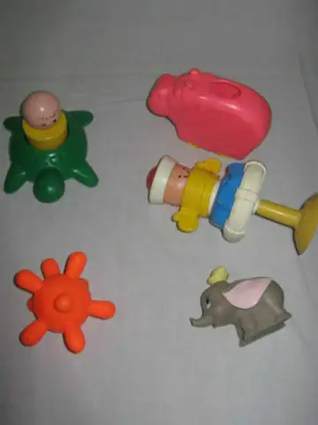 Five baby toys : Three for the tub : Fisher Price pink Hippo - fill with water and pour out thru hol...