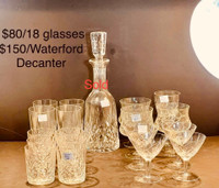 18 vintage Water crystal glasses/ wine glasses 