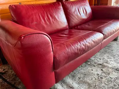 Beautiful Red Leather Italsofa Couch, View more