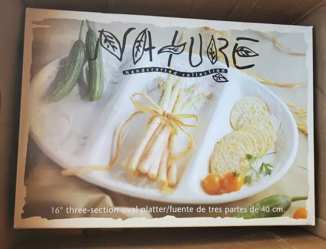 Vintage New Nature Handcrafted Collection 16" Divided Serving Pl
