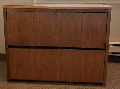 Walnut veneer wooden filing cabinet, View more