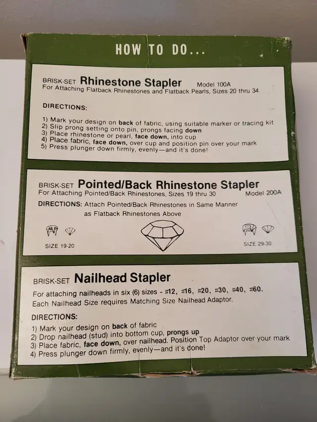 Brisk-Set Rhinestone Stapler Model 100A with .5 Inch Eyelet Die in Hobbies & Crafts in West Island - Image 7