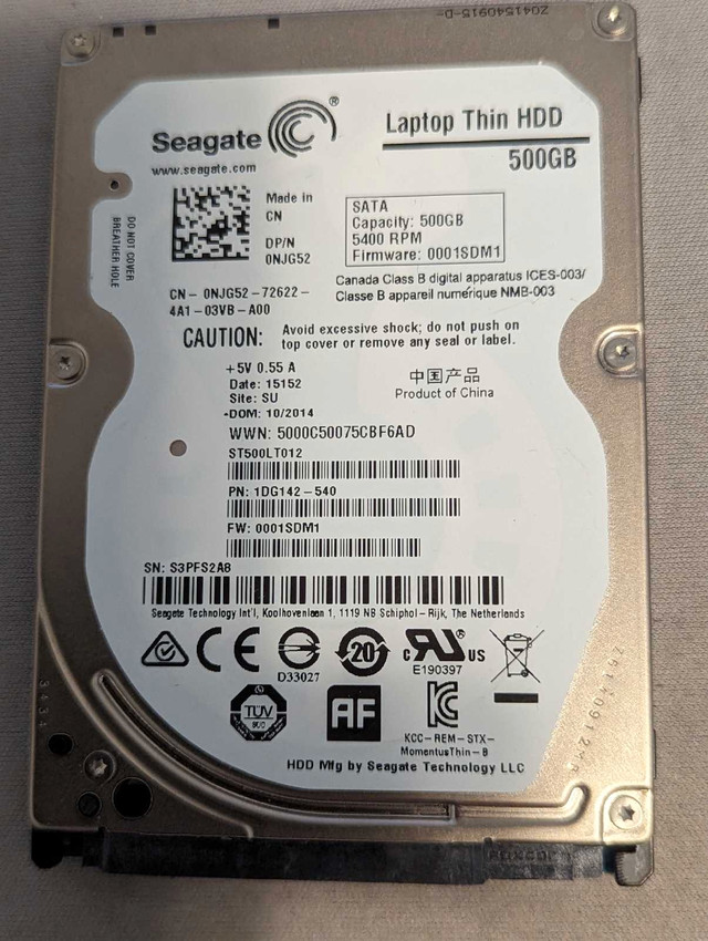 Seagate 500 GB 2.5" Sata hdd in Laptop Accessories in Oshawa / Durham Region