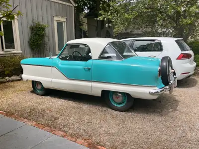 Our 1957 Nash Metropolitan is for sale. 1500 cc, 4 cylinder, 3 on the tree transmission, hardtop. Ma...