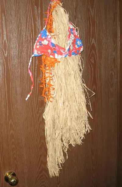 Hawaiian Luau Grass Skirt Gear - Lai and Top for Teenager ; Small Adult size - Hawaiian Halloween Pa...