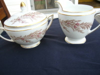 BEDFORD PATTERN COVERED SUGAR BOWL AND CREAMER BY MINTON