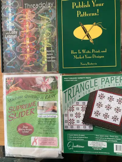 I have a collection of about 60 new and like new books on Quilting,Embroidery and related crafts eg....