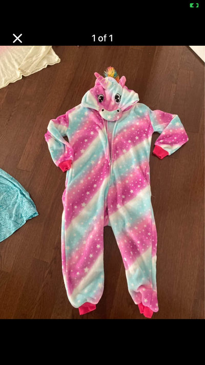 Used like new! Unicorn onesie ages 7-8 years Moose/reindeer 5-6T (Children’s place) Bunny ears! One...