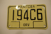 Vintage Manitoba 1990's ORV Licence Plate - MINT!