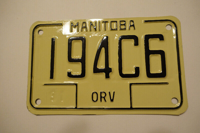 Vintage Manitoba 1990's ORV Licence Plate - MINT! in Other in Winnipeg