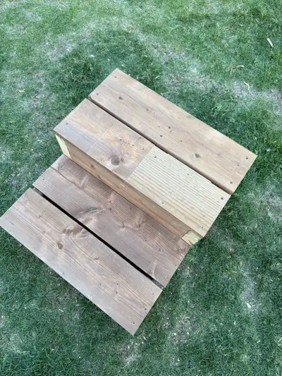 Rv steps. Or use them for a hot tub or whatever you desire. Made from pressure treated 2x6 and fence...