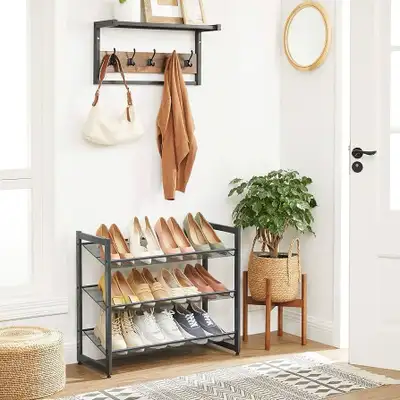 Shoe Rack for Closet, 3-Tier Shoe Storage, Metal Shoe Organizer , View more