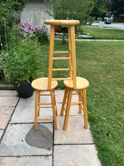 hard wood stools- set of 3, View more