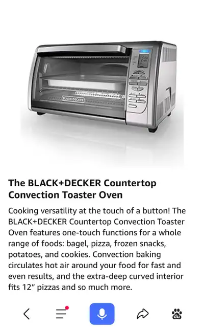 Black+Decker Countertop Convection Toaster Oven, like new, View more