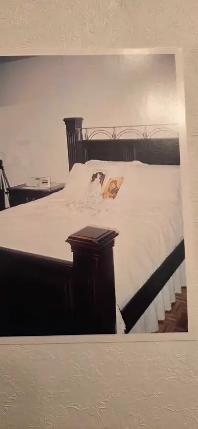 bed frame cherry wood color queen size, View more
