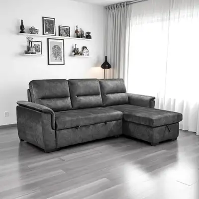 New Stunning Sectional Sofa Bed - Grey Now On Big Sale, View more