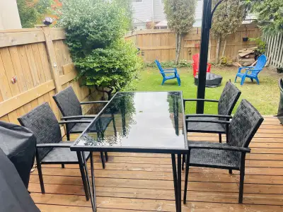Outdoor Patio Dining Set – Glass Table + 4 Chairs, View more