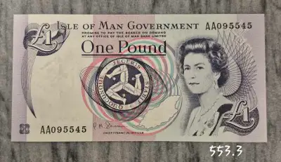 1 Livre 1983 Isle of Man série AA. Unc 1 Pound Banknote, View more