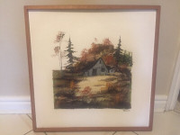 Raymond Callebaut rustic home in woods oil painting