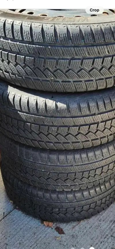 4-Ovation W586 Snow Tires on 5 Bolt Rims. MFD 37/19 Tires are in great condition. Not sure what the...