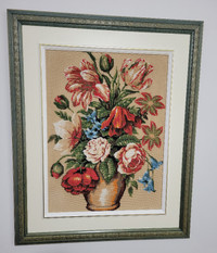 33½" x 27½ HAND MADE needle point picture frame || Cadre photo