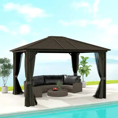 10' x 12' Deluxe Hardtop Gazebo with Metal Roof, Aluminum Frame, View more