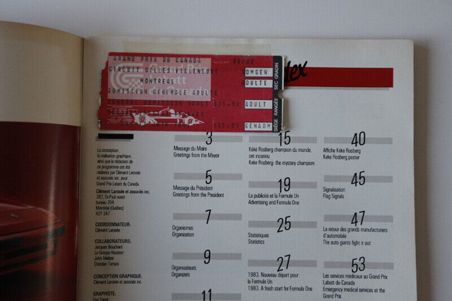 Formula One CANADA Grand Prix Labatt 1983 Official Program dans Art et objets de collection  à Longueuil/Rive Sud - Image 2