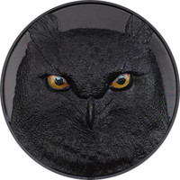 EAGLE OWL Hunters by Night 5oz Black Obsidian Silver Coin