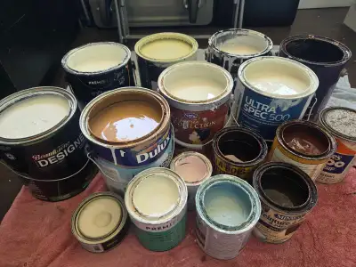 Assorted Wall Paints, Wood Finish and Vinyl Adhesive , View more