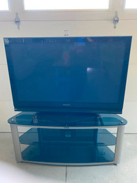 "New price $100" Panasonic 50" plasma TV and stereo stand