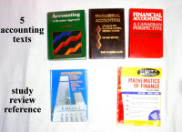 5 College TEXTS– Accounting, Finance, Managing, Decisions, Math