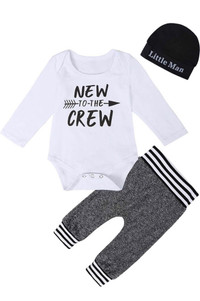 BRAND NEW 3 piece outfit size 6-9 month- onesie, pants & hat