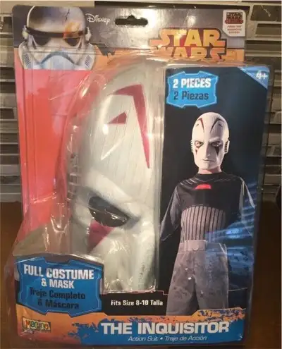 Disney Star Wars Rebels Sith Inquisitor Costume Mask Jumpsuit Child Size 8-10 New sealed in packagin...