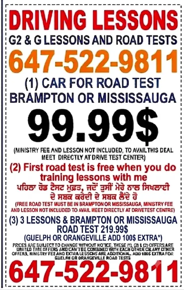 Driving Lessons and Road Test Car513979935978301441