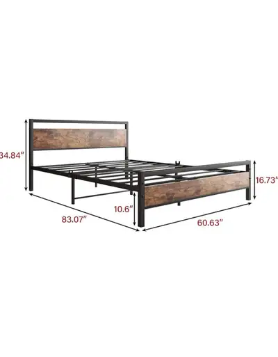 Industrial Style Queen Bed Frame, View more