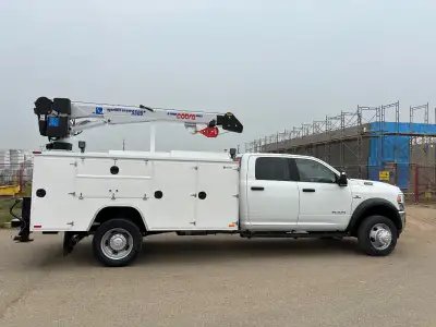 New 2024 Dodge 5500 crew cab, 6.7 L diesel, SLT, 4 x 4, c/w custom built 11' long heavy duty aluminu...