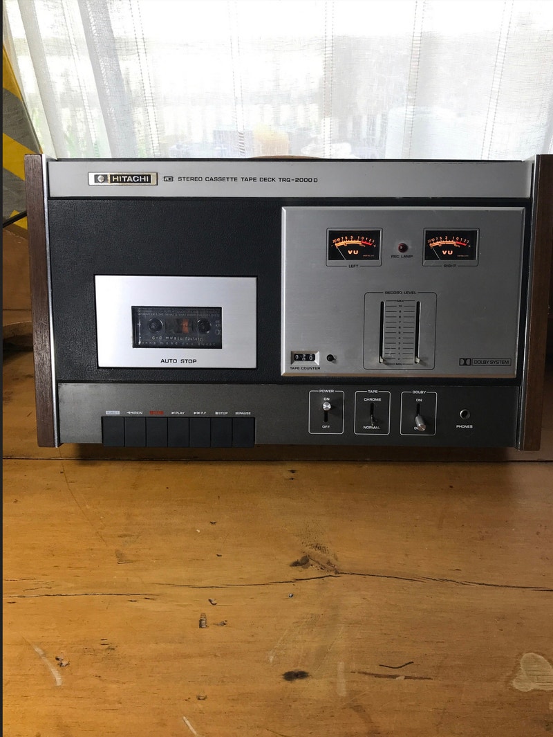 hitachi 1970s stereo cassette tape deck trq 2000 d wood encased