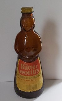 Vintage 1970s Mrs. Butterworth's Syrup Glass 24 Oz. Amber Bottle