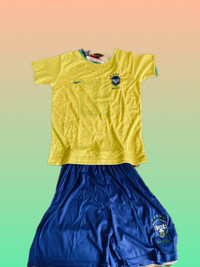  Neymar Brazil Kids Youth Soccer Set Jersey Shorts 