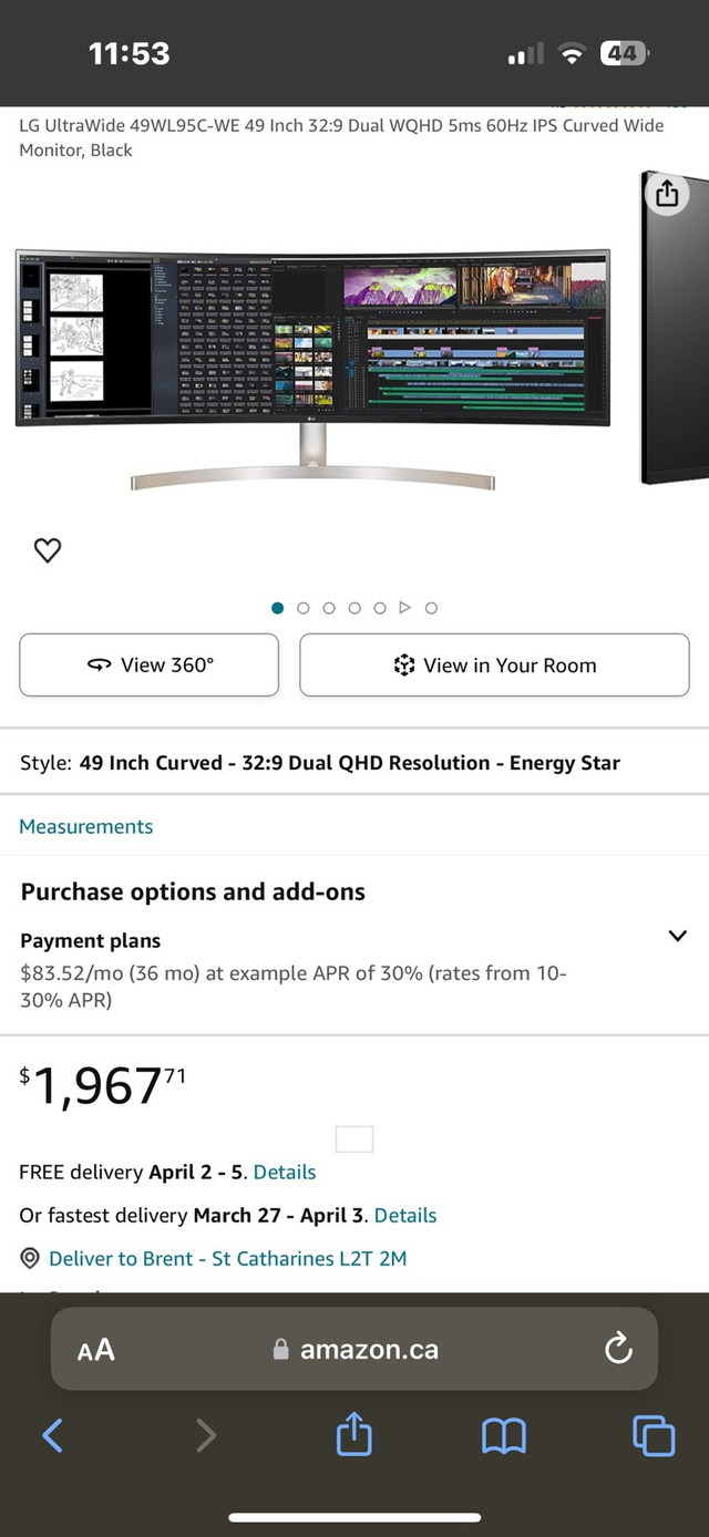 LG Ultra-Wide 49” USB-C Monitor  in Monitors in St. Catharines - Image 4