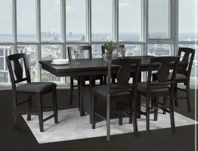 7-piece Pub Height Dining Table Set With Extension Leaf, View more