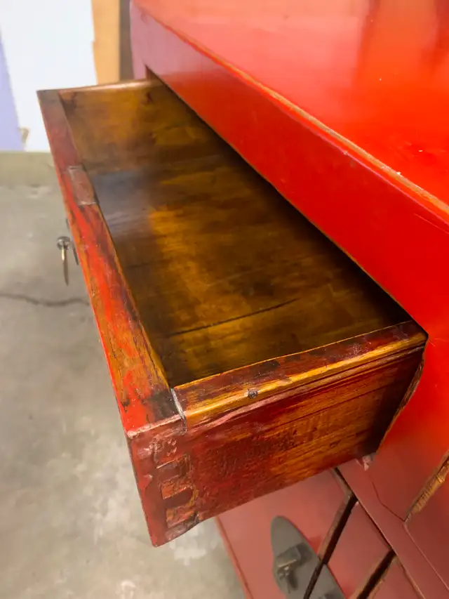 Solid Wood Asian Provincial Red Lacquer Cabinet in Hutches & Display Cabinets in Edmonton - Image 8