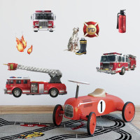 Kids room wall decal stickers firetruck collant mural pompier