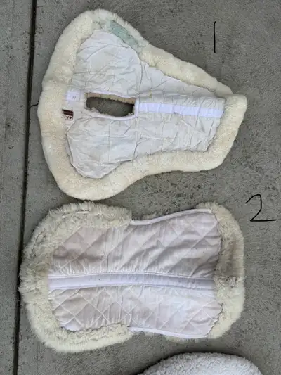 1. Equine comfort sheepskin 1/2 pad, $75 2. Synthetic fleece 1/2 pad, $30 3. Miller’s Roma Protek 12...