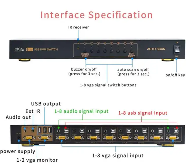Switch 8 Port in 2 Out Switcher 8x2 Supports Wireless Keyboard  in Networking in Kitchener / Waterloo - Image 6